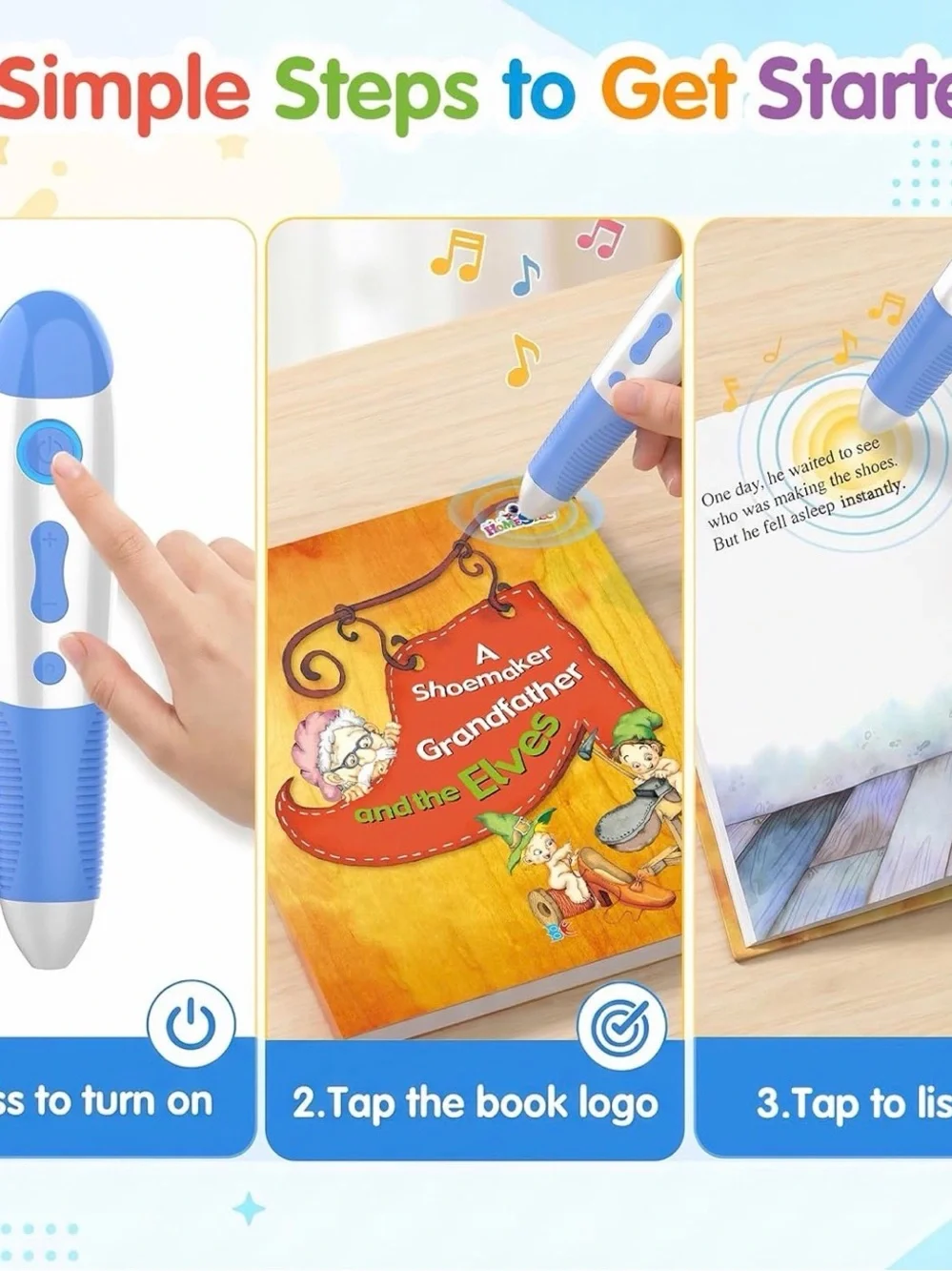 Interactive Audio Story Pen for Kids Ages 3–5 10 Storybooks